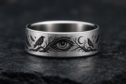 Raven Moon Feather Trail Ring hero mockup
