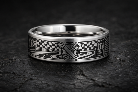 Mechanic, Machinist, Checkered Flag Rail Ring hero mockup