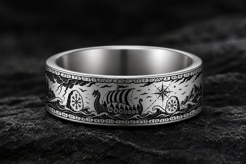 Viking Longship Rune Ring hero mockup