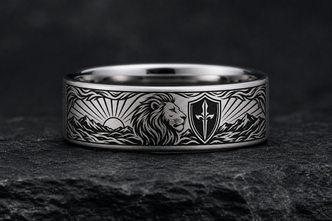 Lion Courage Shield Ring hero mockup