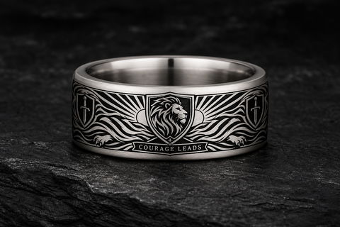 Lion Courage Shield Ring hero mockup