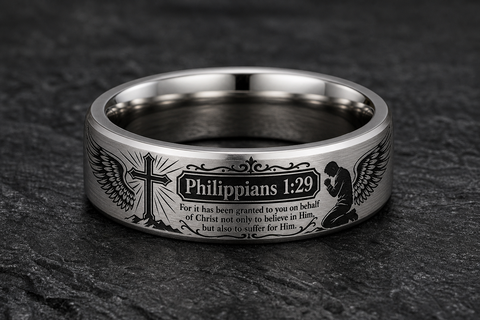 Philippians 1:29 Cross Prayer Faith Guardian Ring hero mockup