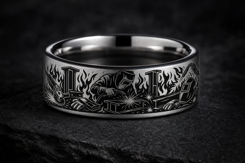 Welder Blue Collar Flame Ring hero mockup