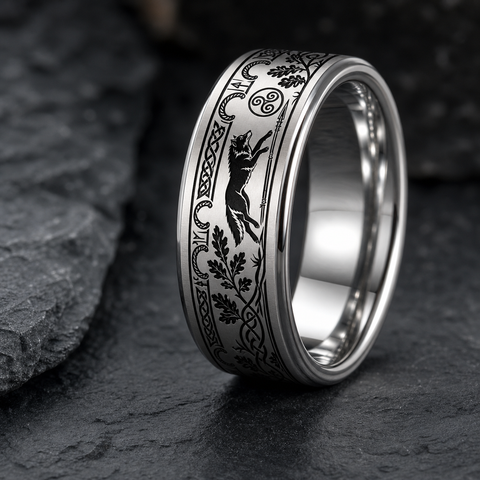 Celtic Hunt Wolf Sacred Hunt Trail Ring hero mockup