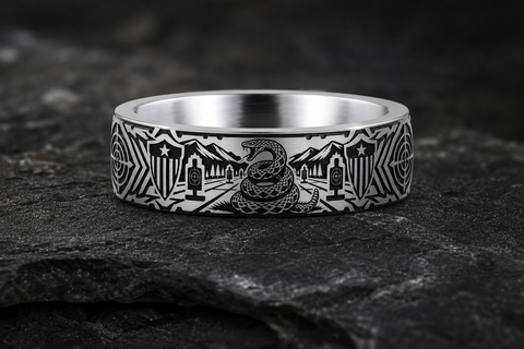 Tungsten Don't Target Ring hero mockup