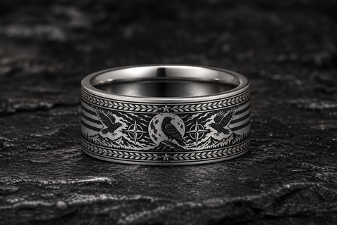 Gothic Raven Honor Stripe Ring hero mockup