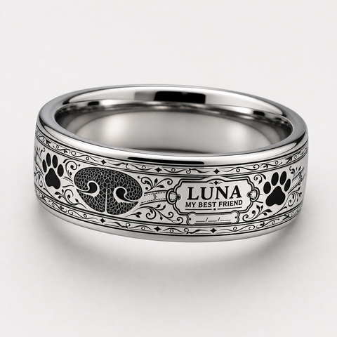 Pet Nose And Paw Print Collar Tag Ring hero mockup