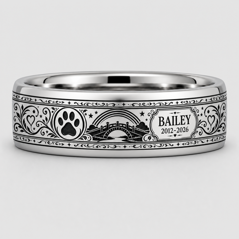 Rainbow Bridge Paw Print Memorial Ring hero mockup