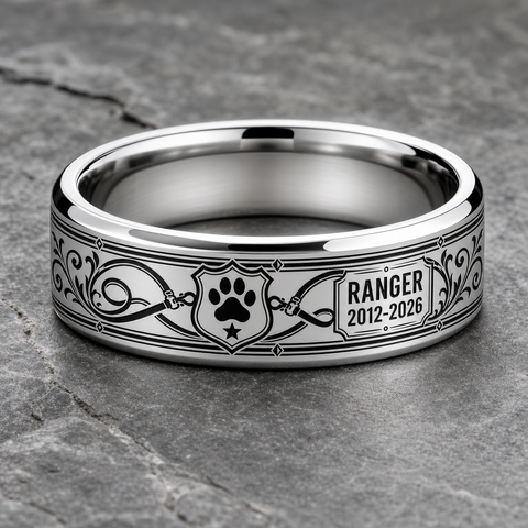 Working Dog Badge Paw Memorial Ring hero mockup