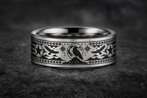 Norse Raven Honor Stripe Ring hero mockup