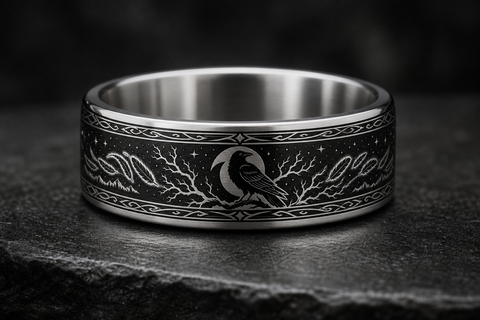 Raven Moon Omen Ring hero mockup