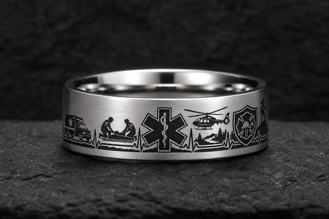 Paramedic EMT Star Of Life Geometry Ring hero mockup