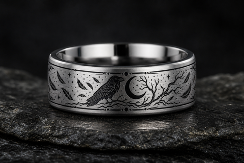 Raven Moon Omen Ring hero mockup