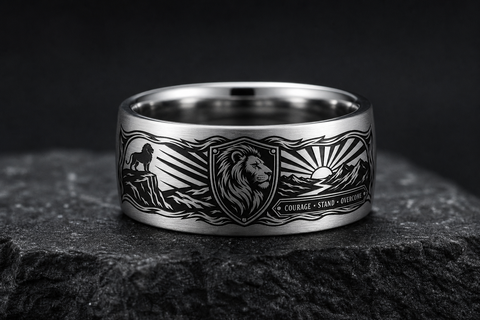 Lion Courage Shield Ring hero mockup