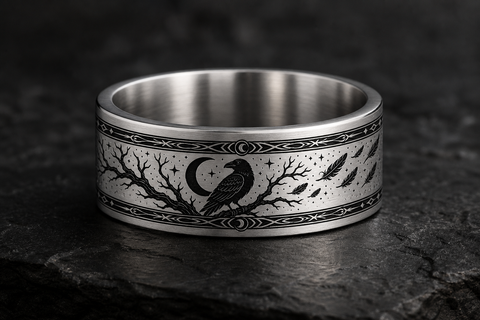 Raven Moon Omen Ring hero mockup