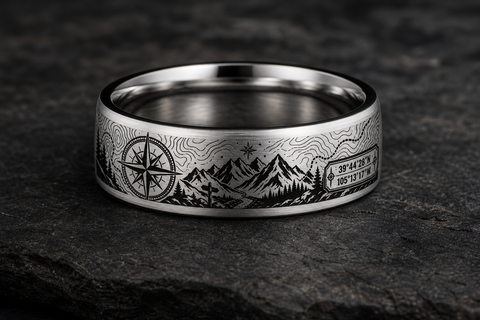 Mountain Compass Explorer Ring hero mockup