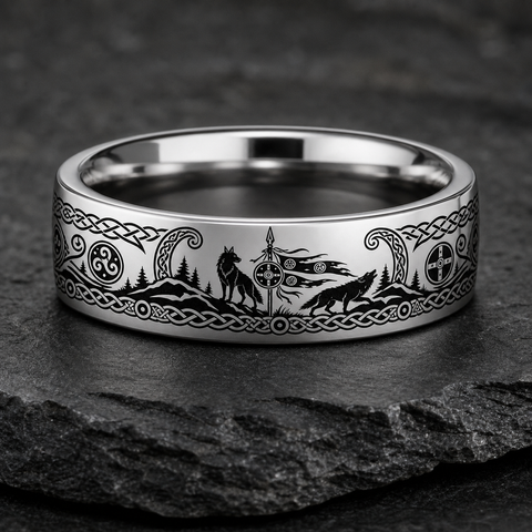 Wolf Clan Banner Spear Oath Standard Ring hero mockup