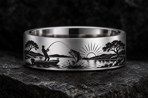 Texas Bass Lake Dad Tungsten Ring hero mockup