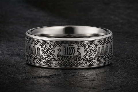 Longship Triskele Spiral Ring hero mockup