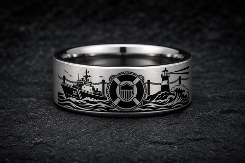 Nautical Service Rescue Shield Ring hero mockup