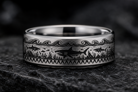 Ocean Shark Silhouette Ring hero mockup