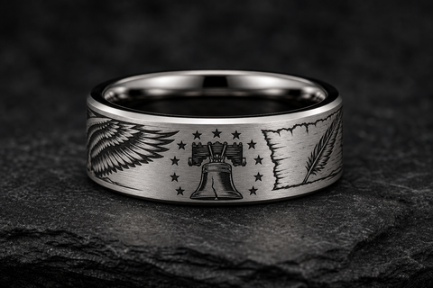 Patriotic Tungsten Liberty Bell Ring hero mockup