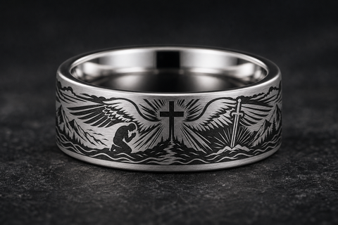 Christian Cross Accent Ring hero mockup