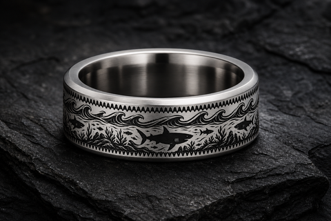 Ocean Shark Silhouette Ring hero mockup