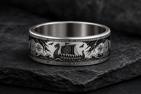 Viking Longship Rune Ring hero mockup