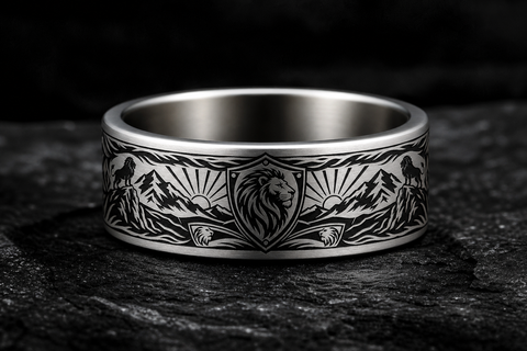 Lion Courage Shield Ring hero mockup