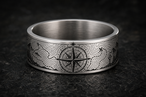 Compass North Star Ring hero mockup