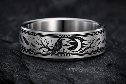 Raven Moon Omen Ring hero mockup