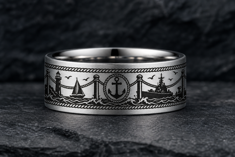Navy Anchor Rope Rail Ring hero mockup