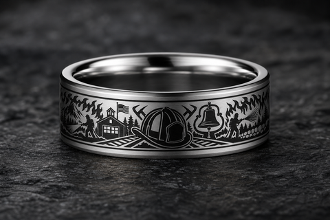 Chunky Gold Ladder Rails Ring hero mockup
