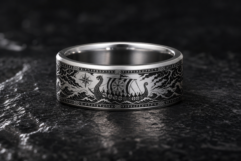 Viking Longship Rune Ring hero mockup