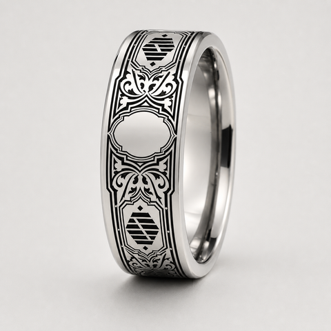 Custom Signet Bold Border Ring hero mockup