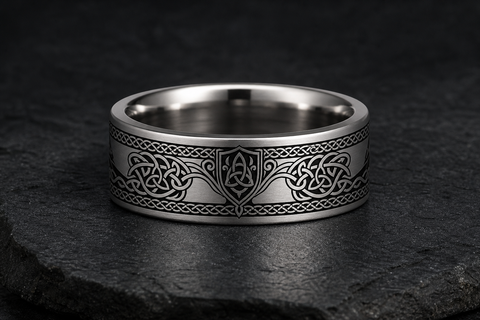 Celtic Knot Heritage Shield Ring hero mockup