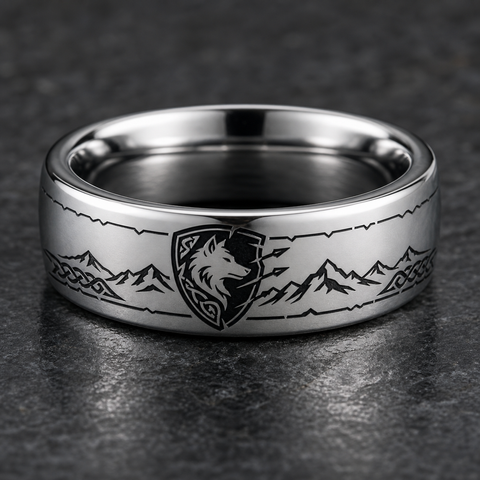 Celtic Wolf Warrior Shield Ring hero mockup