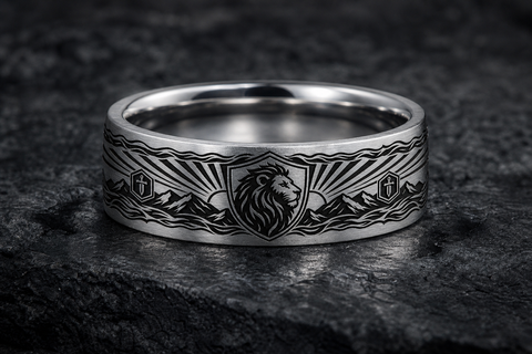 Lion Courage Shield Ring hero mockup
