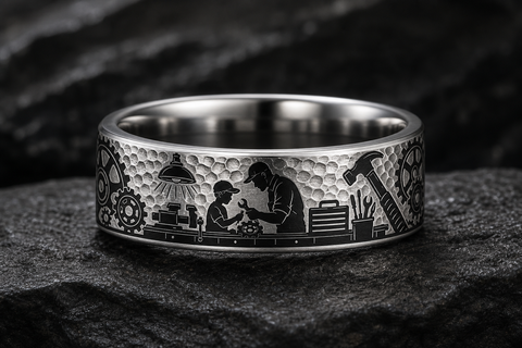 Mechanic Dad Hammer Marks Ring hero mockup