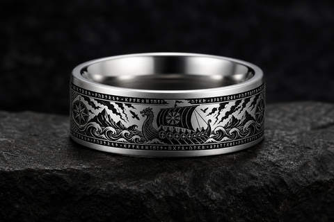 Viking Longship Rune Ring hero mockup