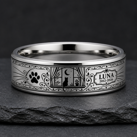 Cat Paw Moon Window Memorial Ring hero mockup