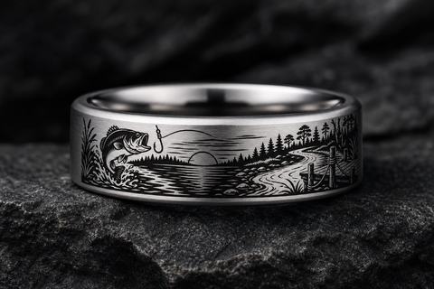 Bass Tungsten River Bend Ring hero mockup