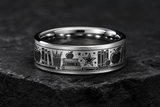 Tungsten Teacher Ring Apple, Books, Pencils & Star Design hero mockup