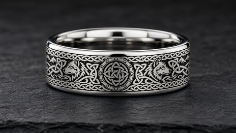 Celtic Warrior Shield Knot Wolf Ring hero mockup