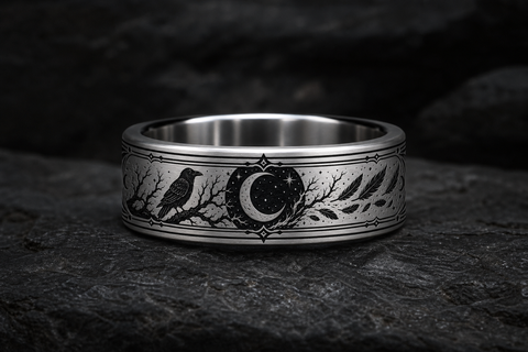 Raven Moon Omen Ring hero mockup