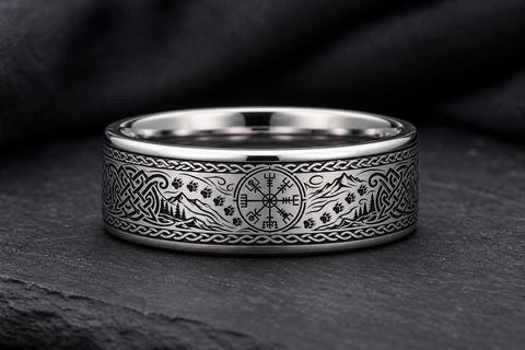 Viking Vegvisir Compass Wolf Ring hero mockup