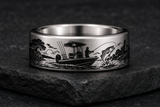 Granbury Striper Boat Tungsten Ring hero mockup