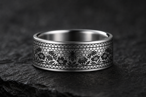 Honeycomb Bee Silhouette Ring hero mockup