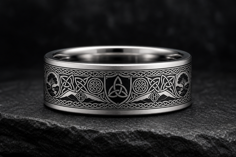 Celtic Knot Heritage Shield Ring hero mockup